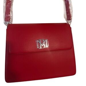 Badgley Mischka Red Clutch with Silver Logo